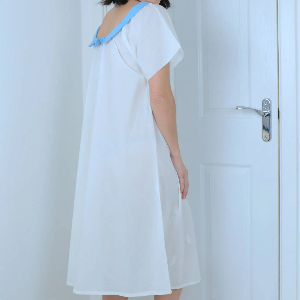 White Cotton Nightdress with Peter Pan Collar - Image 3