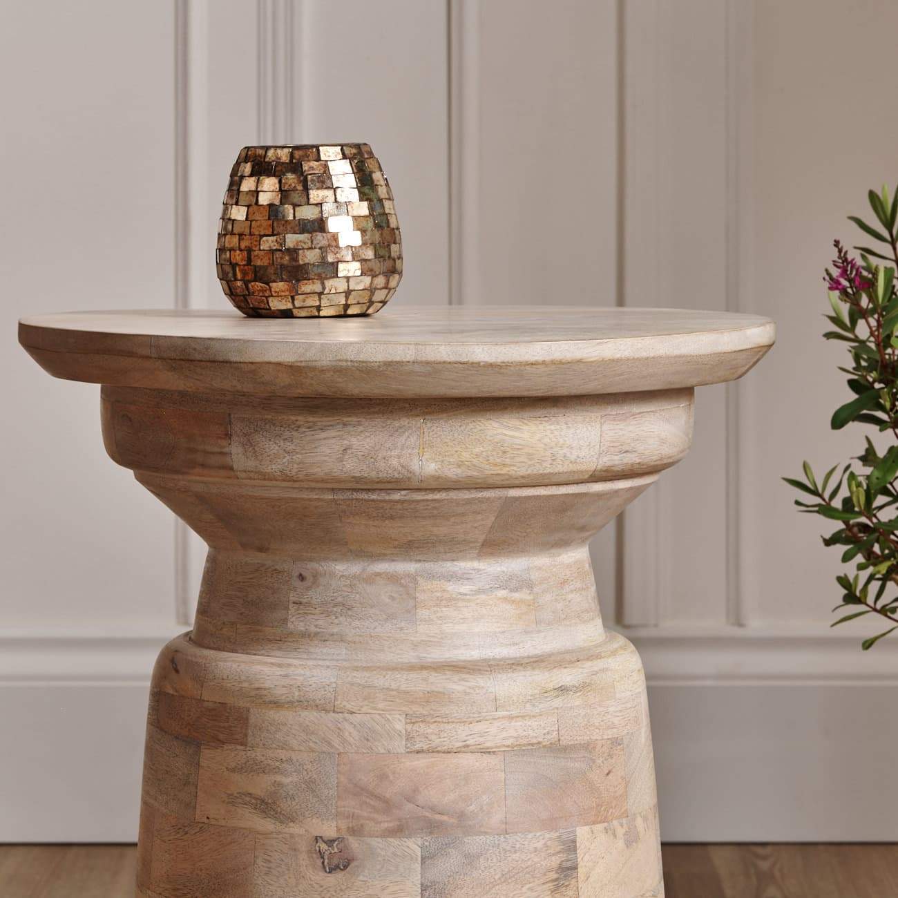 White Wash Side Table -  Mango Wood - Image 3