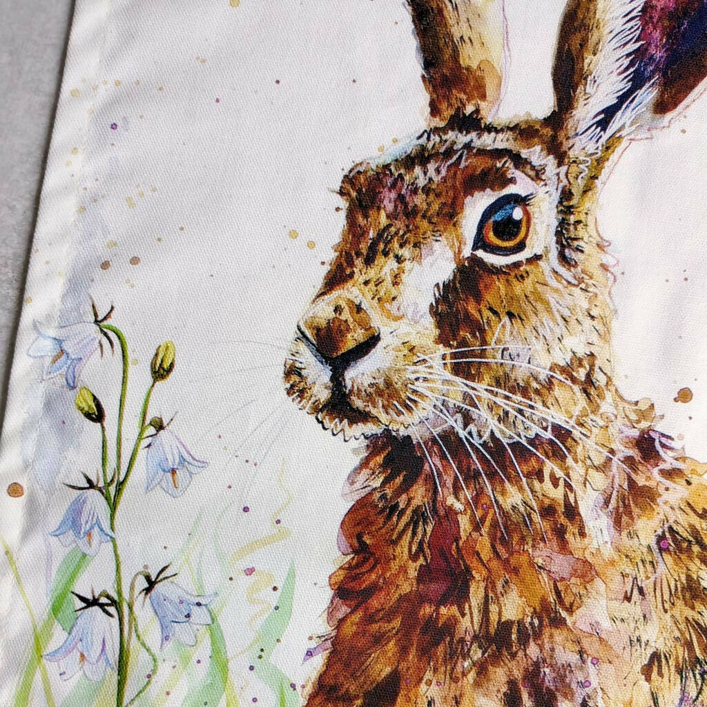 Wildflower Hare Cotton Tea Towel - Image 4