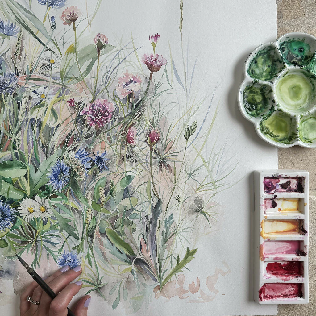 Wildflower Meadow Watercolour Greeting Card - Image 3