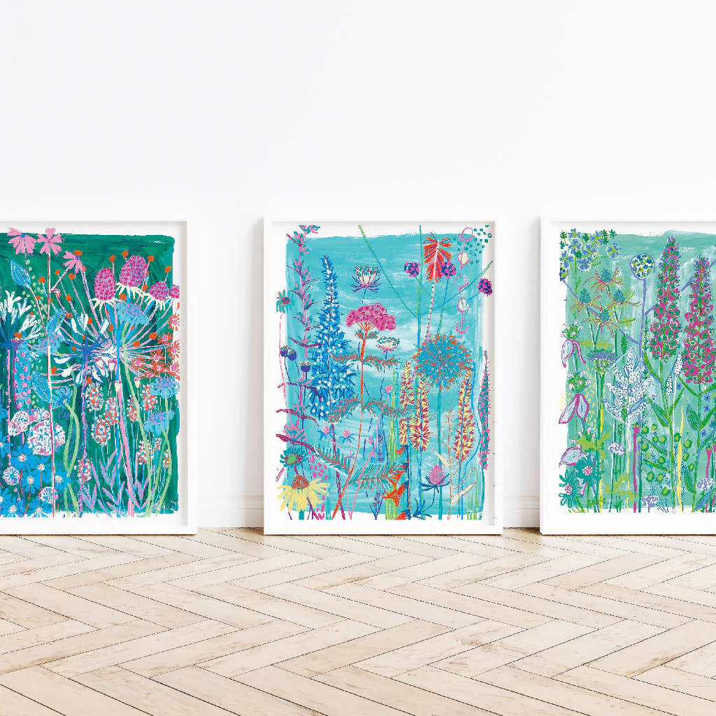 Wildflower Print Trio in Blue - Image 2