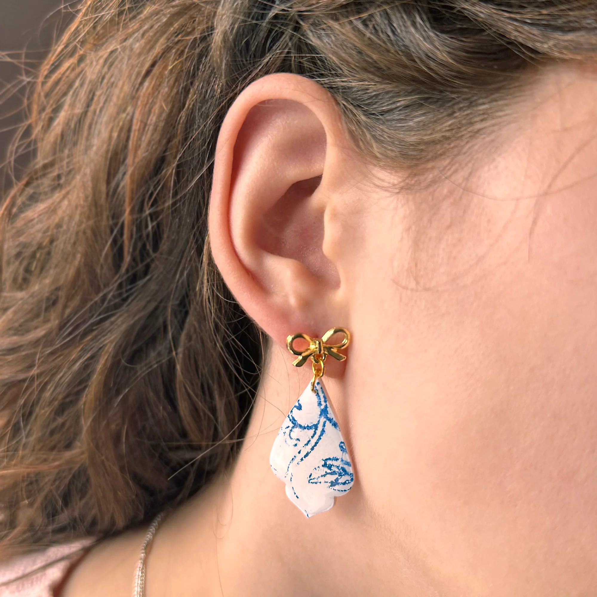 Willow Blue | Bow | Drop Earrings