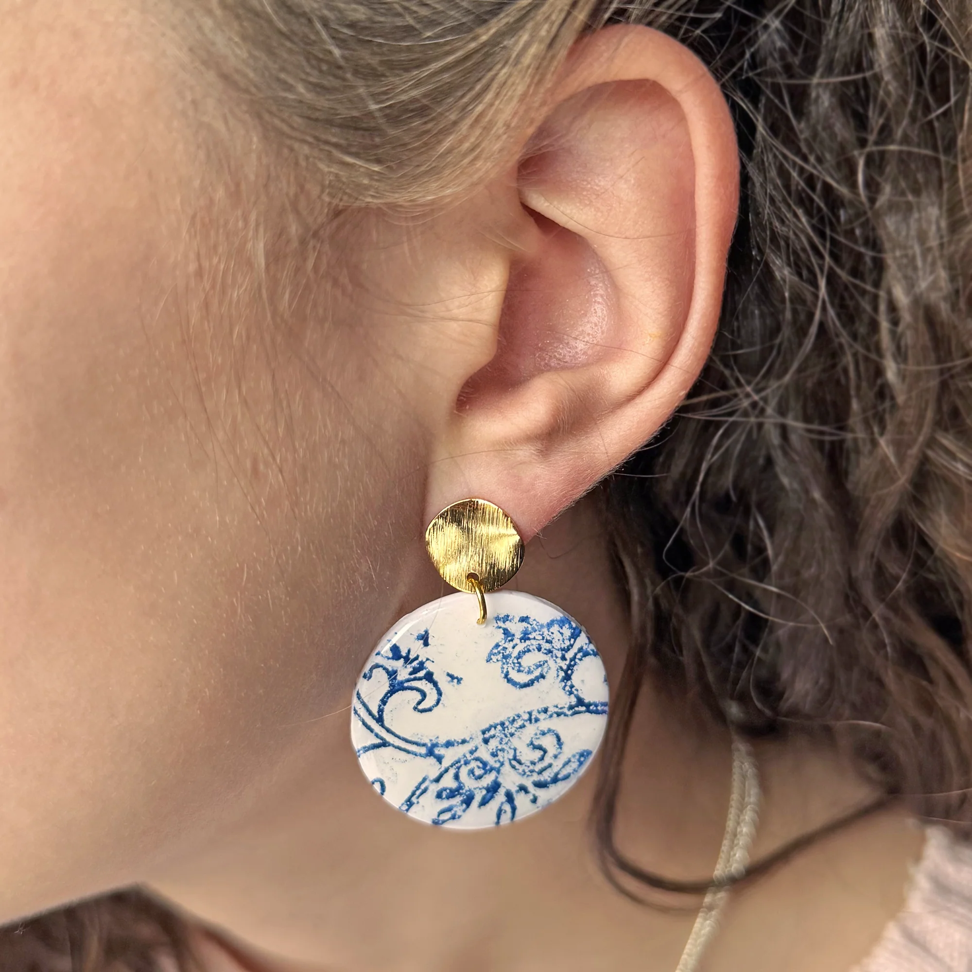 Willow Blue | Round | Statement Earrings