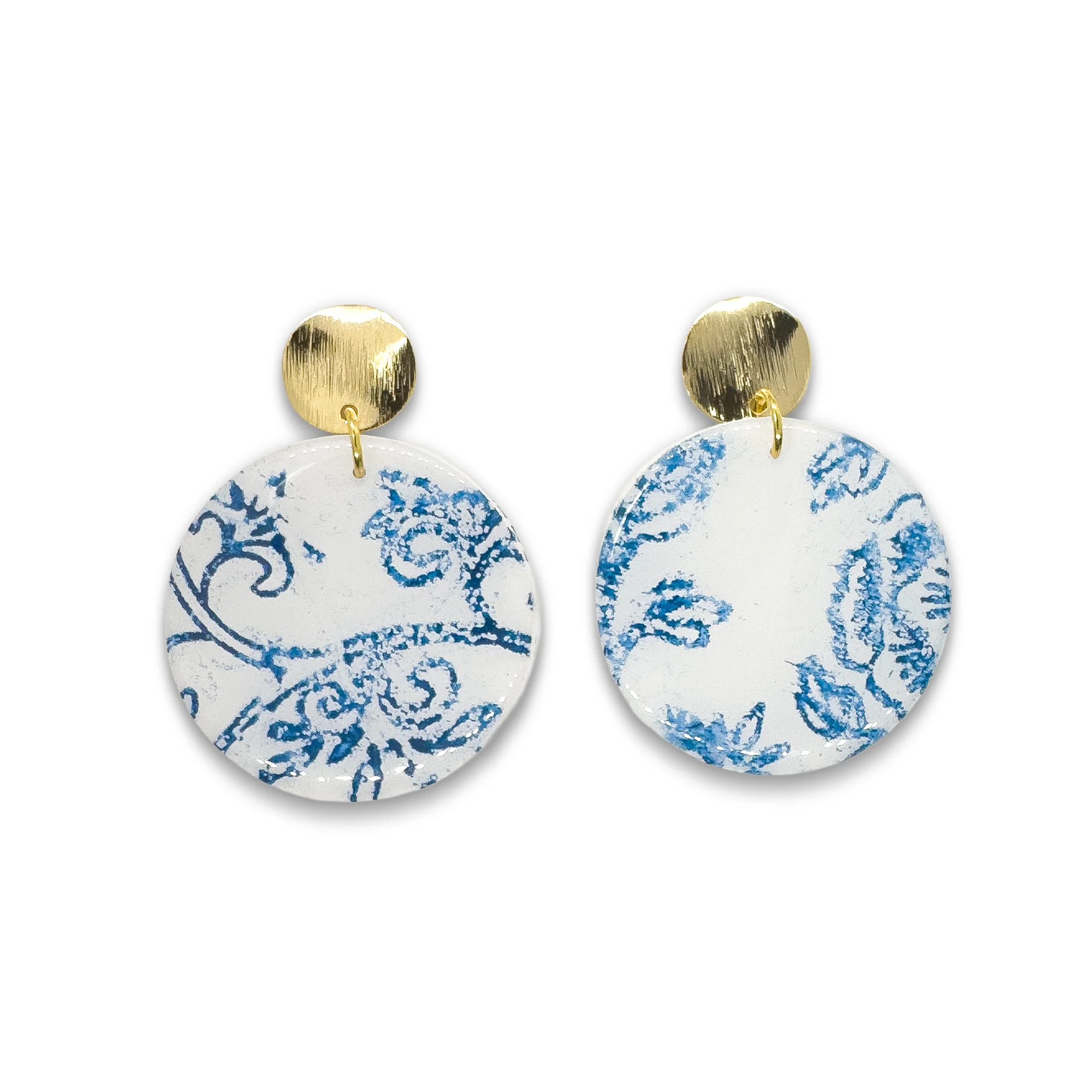 Willow Blue | Round | Statement Earrings - Image 2