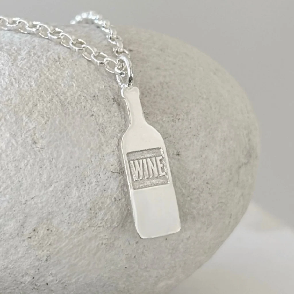 Wine Bottle Charm Necklace - Sterling Silver - Image 4