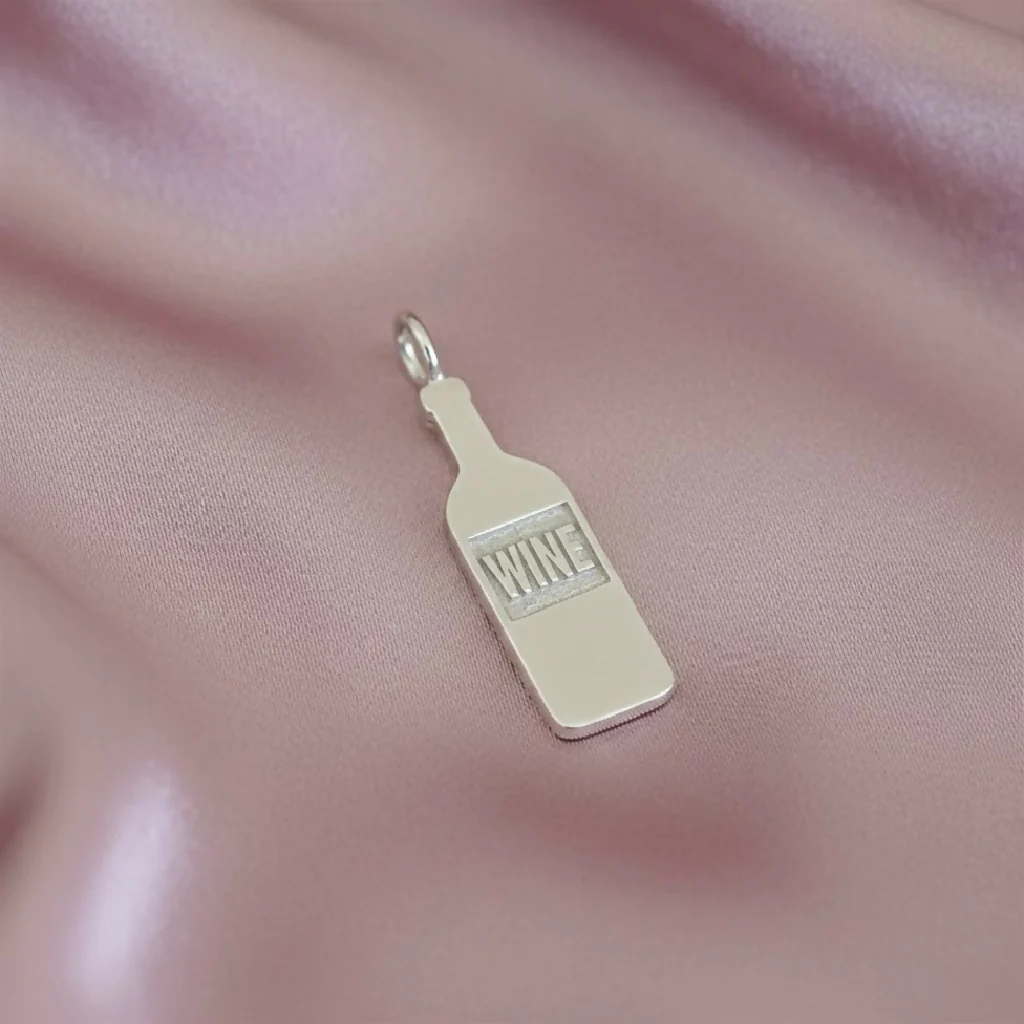 Wine Bottle Charm Necklace - Sterling Silver - Image 5