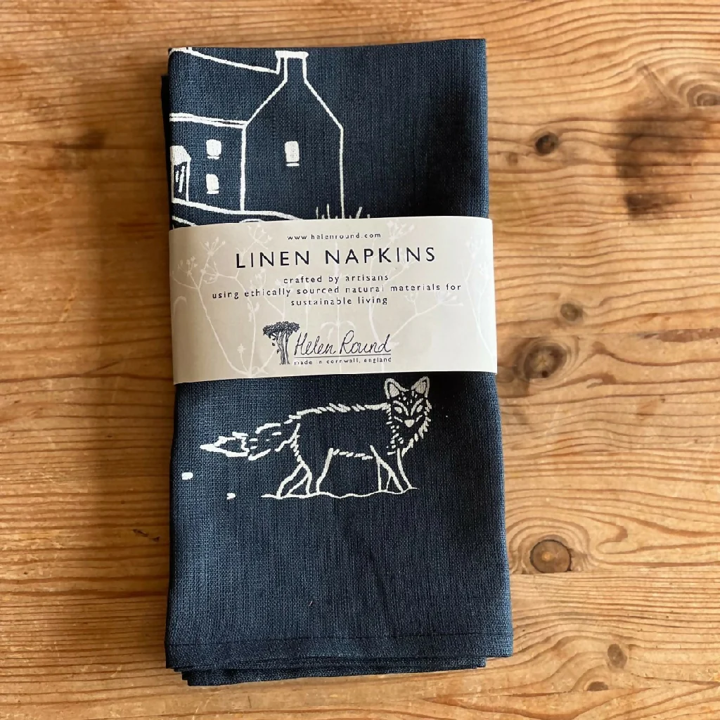 Winter Fox Linen Napkins - Set of 2 - Image 4
