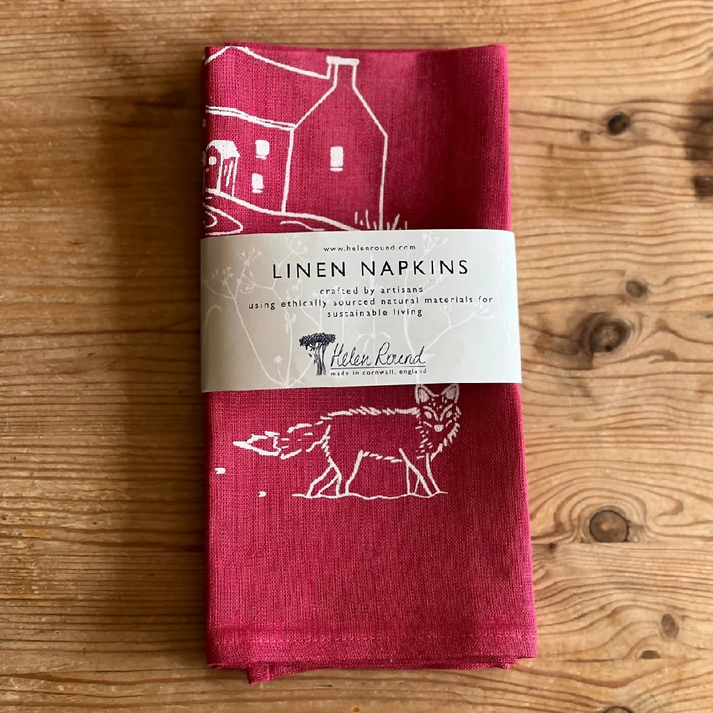 Winter Fox Linen Napkins - Set of 2 - Image 5