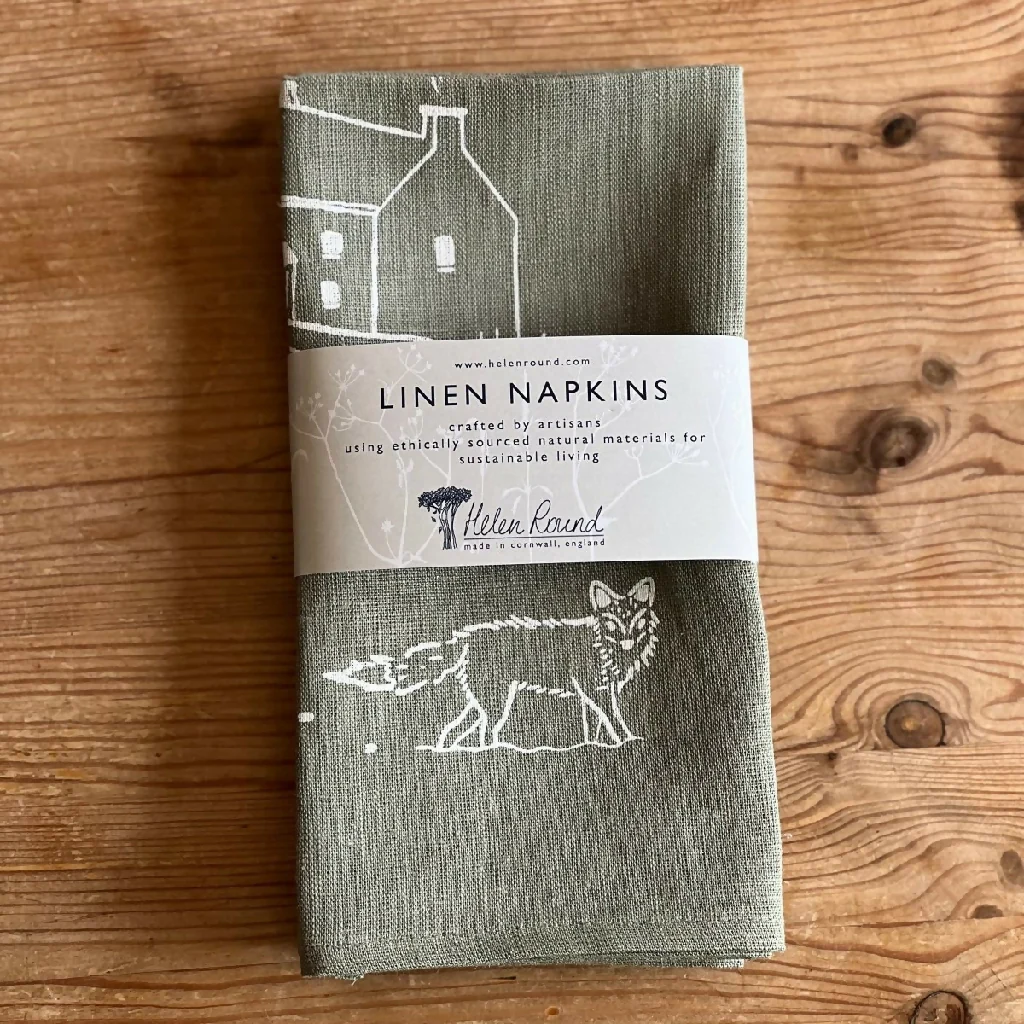 Winter Fox Linen Napkins - Set of 2 - Image 6