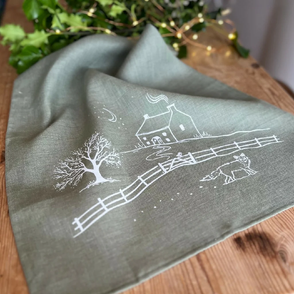 Winter Fox Linen Tea Towel - Image 6