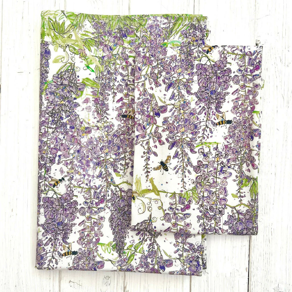 Wisteria Print Organic Cotton Tea Towel - Image 2