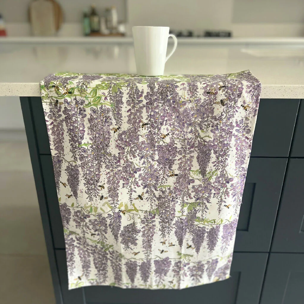 Wisteria Print Organic Cotton Tea Towel - Image 7