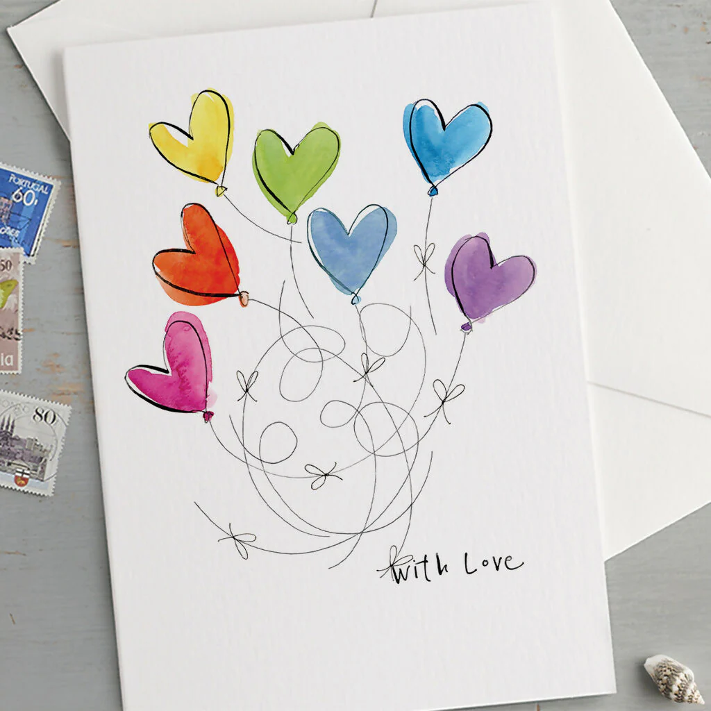 'With Love' Rainbow Hearts Greeting Card - Image 2