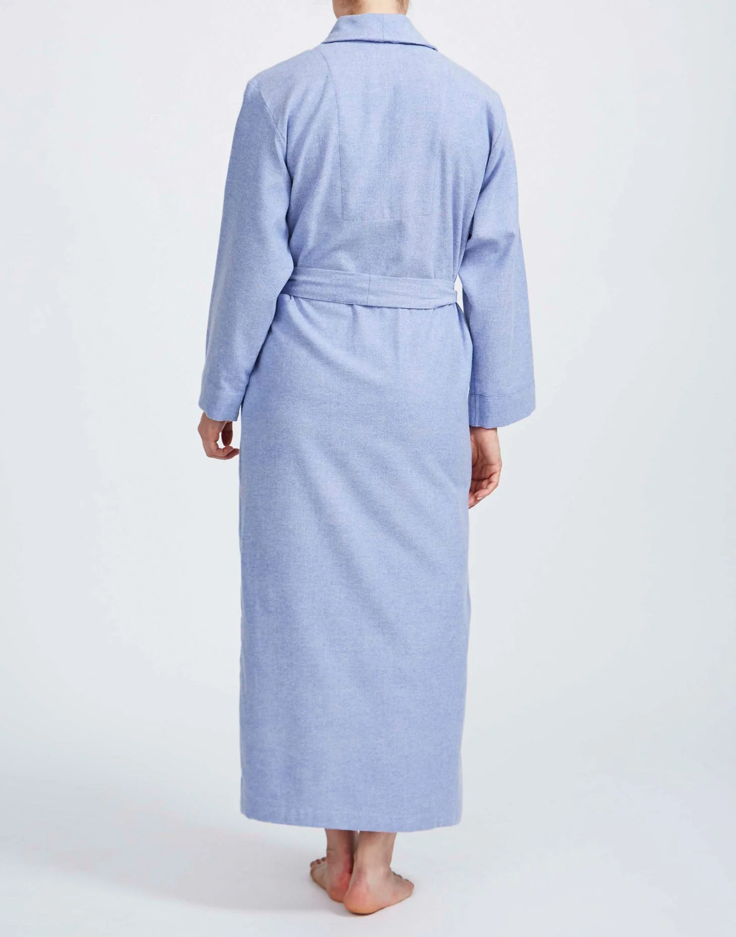 Women's Brushed Cotton Dressing Gown – Staffordshire Blue Herringbone - Image 6