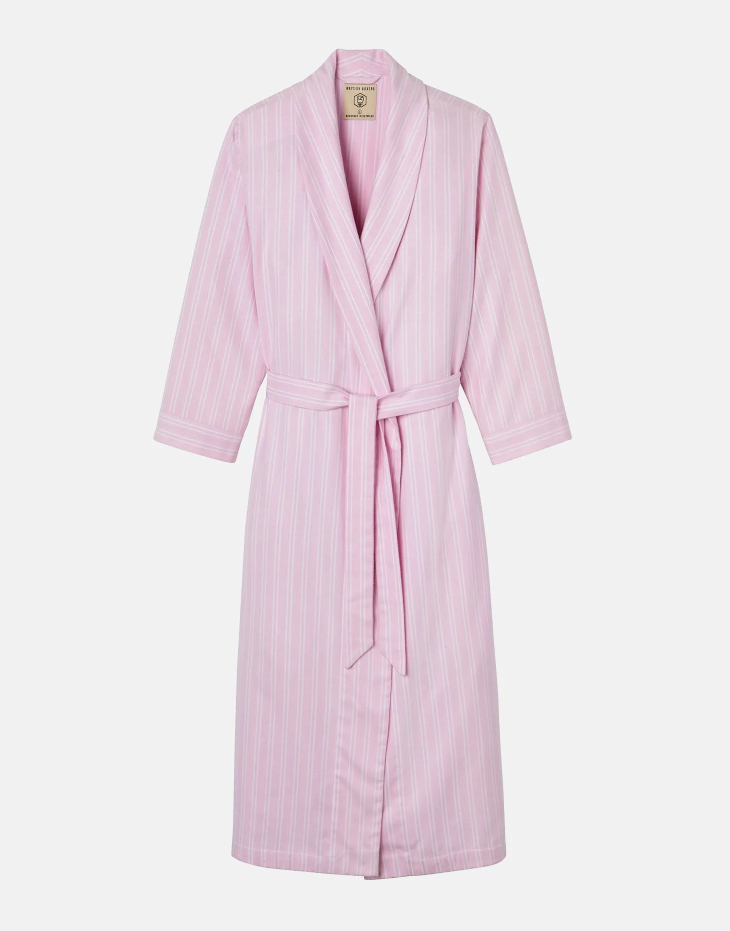Women's Brushed Cotton Dressing Gown – Westwood Pink Stripe - Image 7