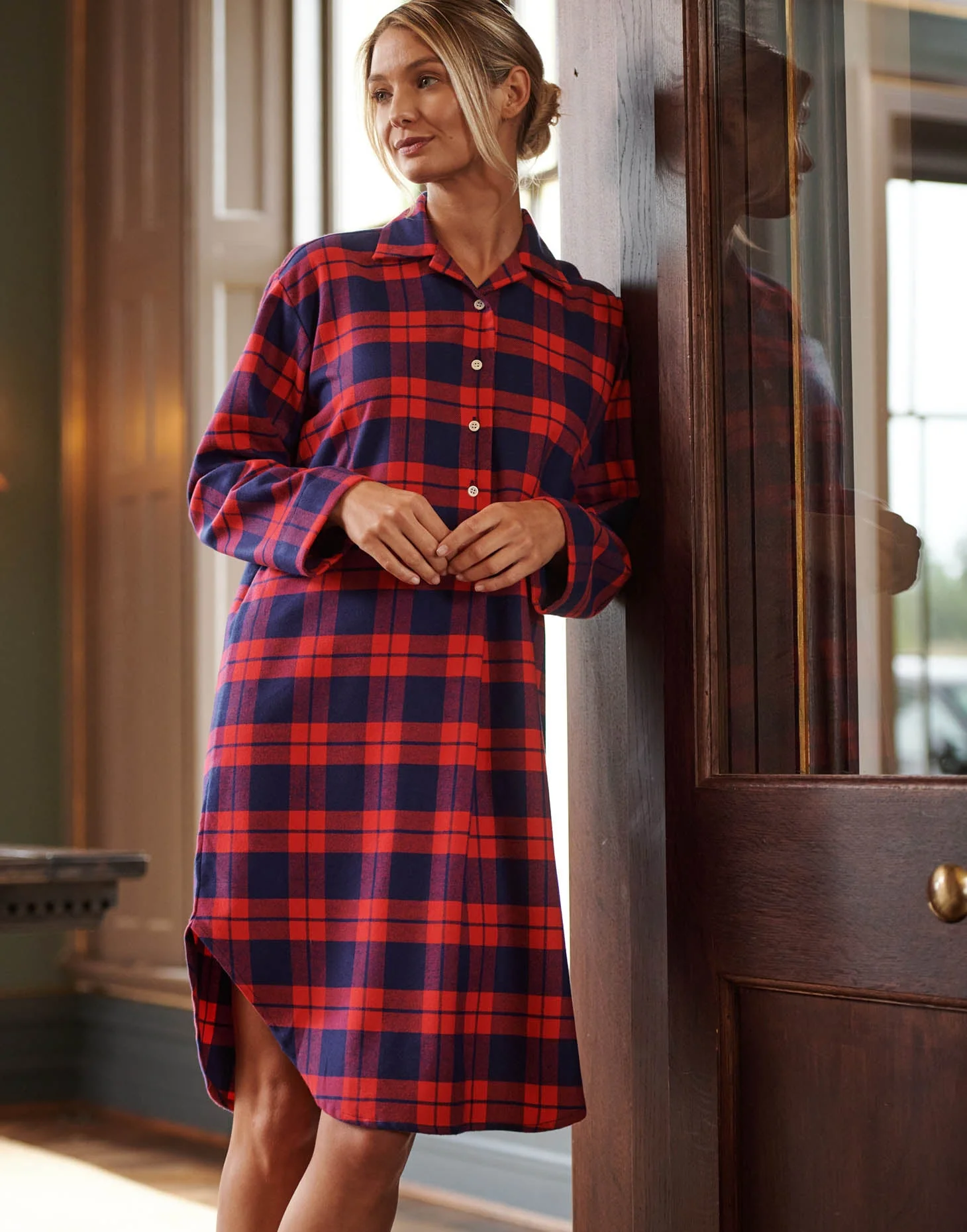 Women's Brushed Cotton Nightshirt – Dumbarton Tartan - Image 3