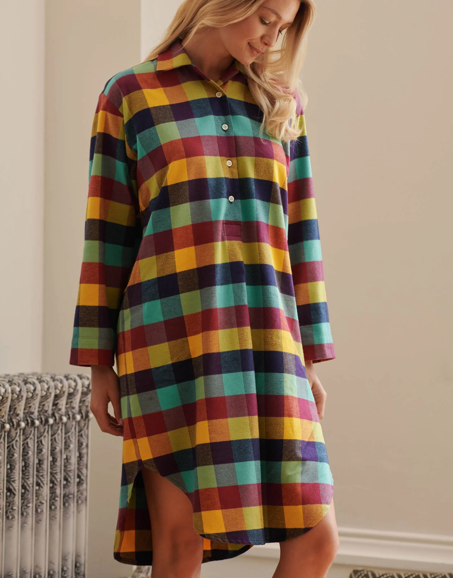Women's Brushed Cotton Nightshirt – Edinburgh Check - Image 5