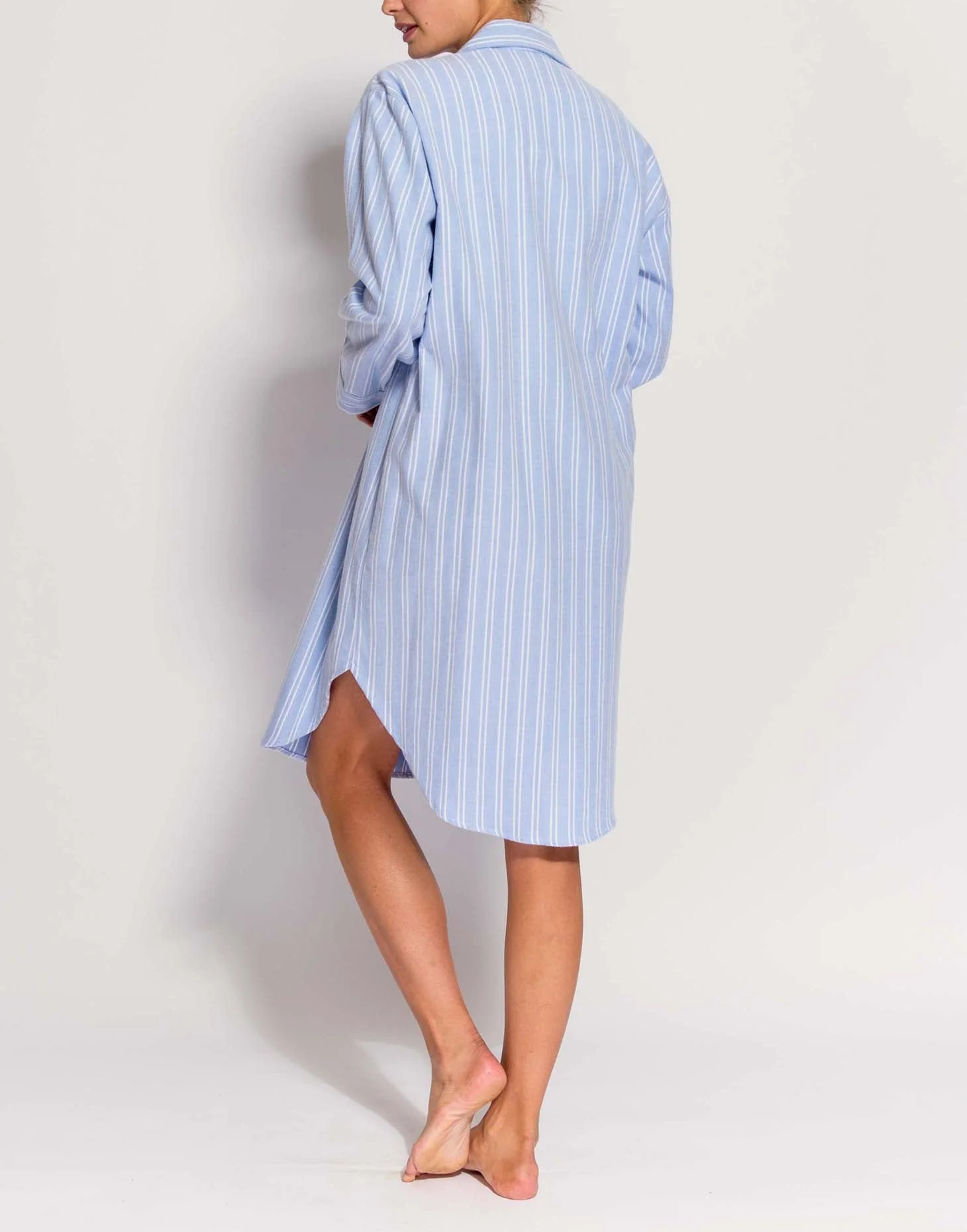 Women's Brushed Cotton Nightshirt – Westwood Blue Stripe - Image 3