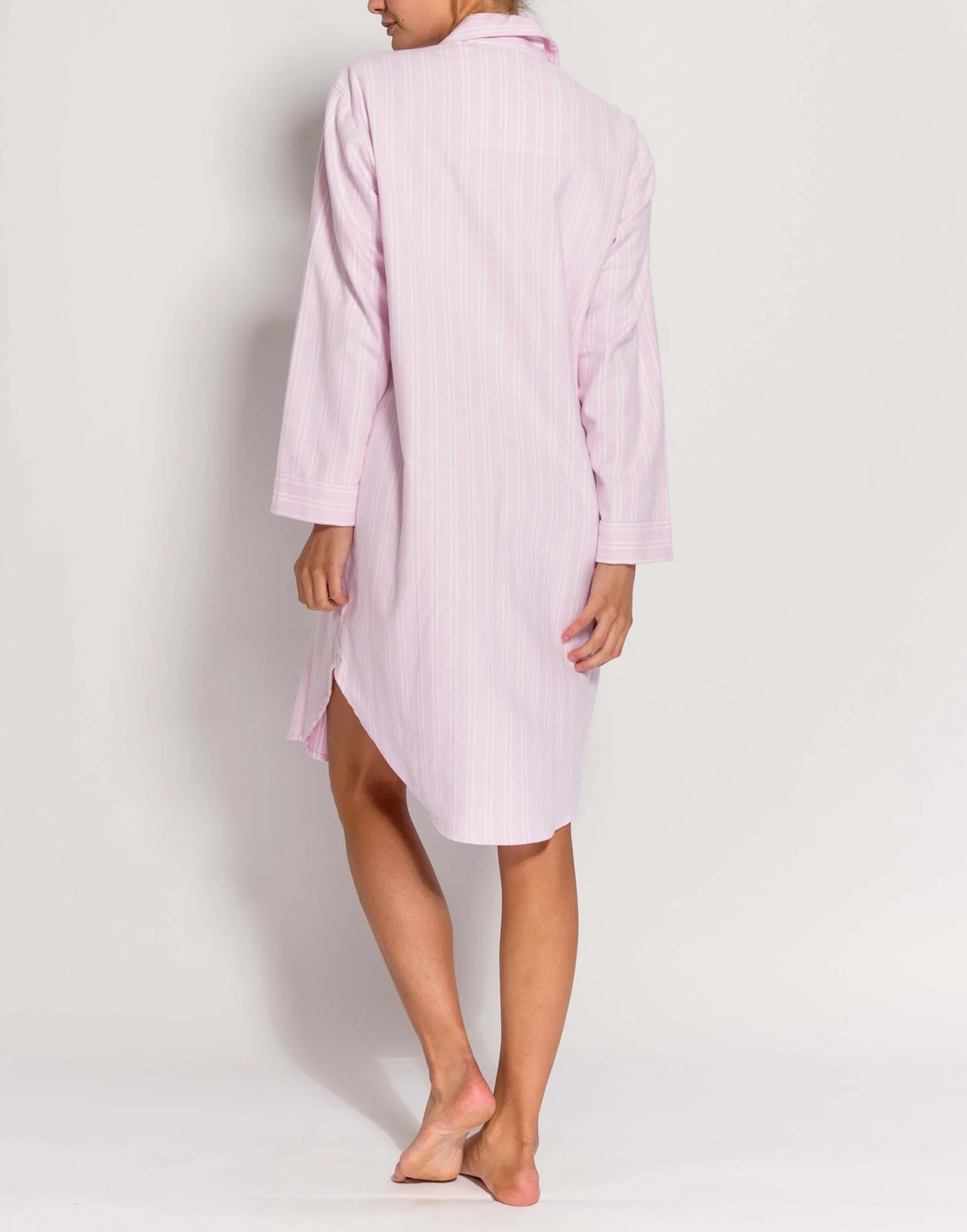 Women's Brushed Cotton Nightshirt – Westwood Pink Stripe - Image 3