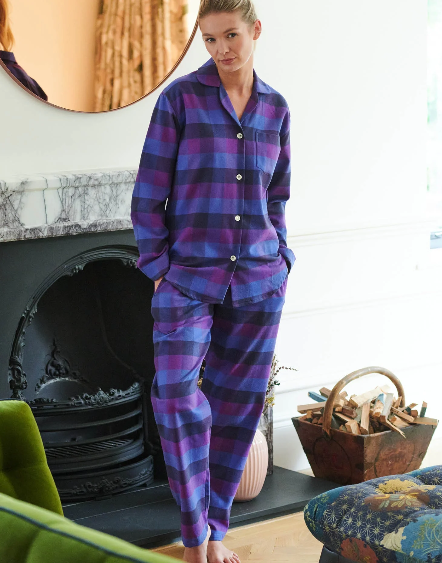 Women's Brushed Cotton Pyjama Set – Berwick Check - Image 2
