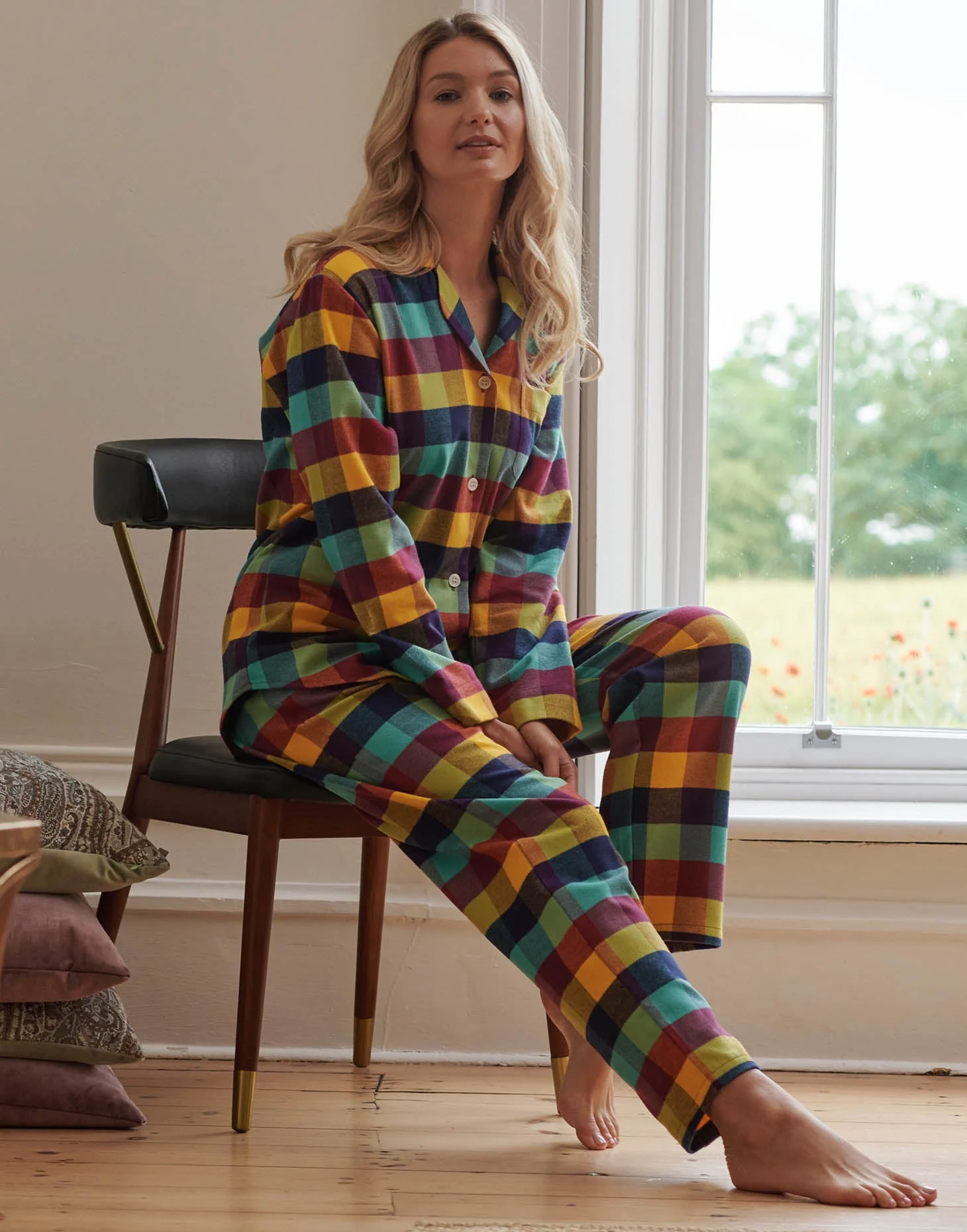 Women's Brushed Cotton Pyjama Set – Edinburgh Check - Image 3