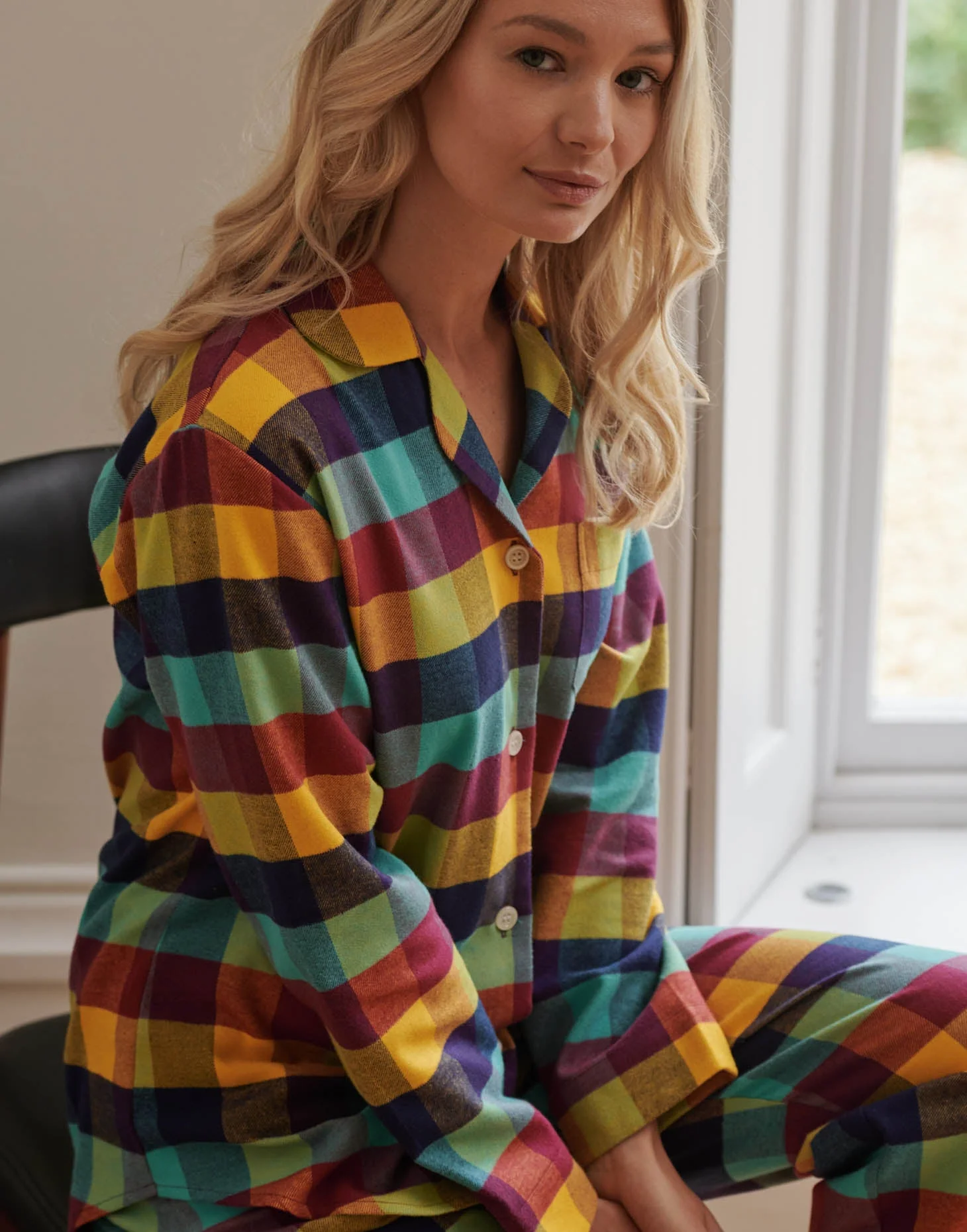Women's Brushed Cotton Pyjama Set – Edinburgh Check - Image 4