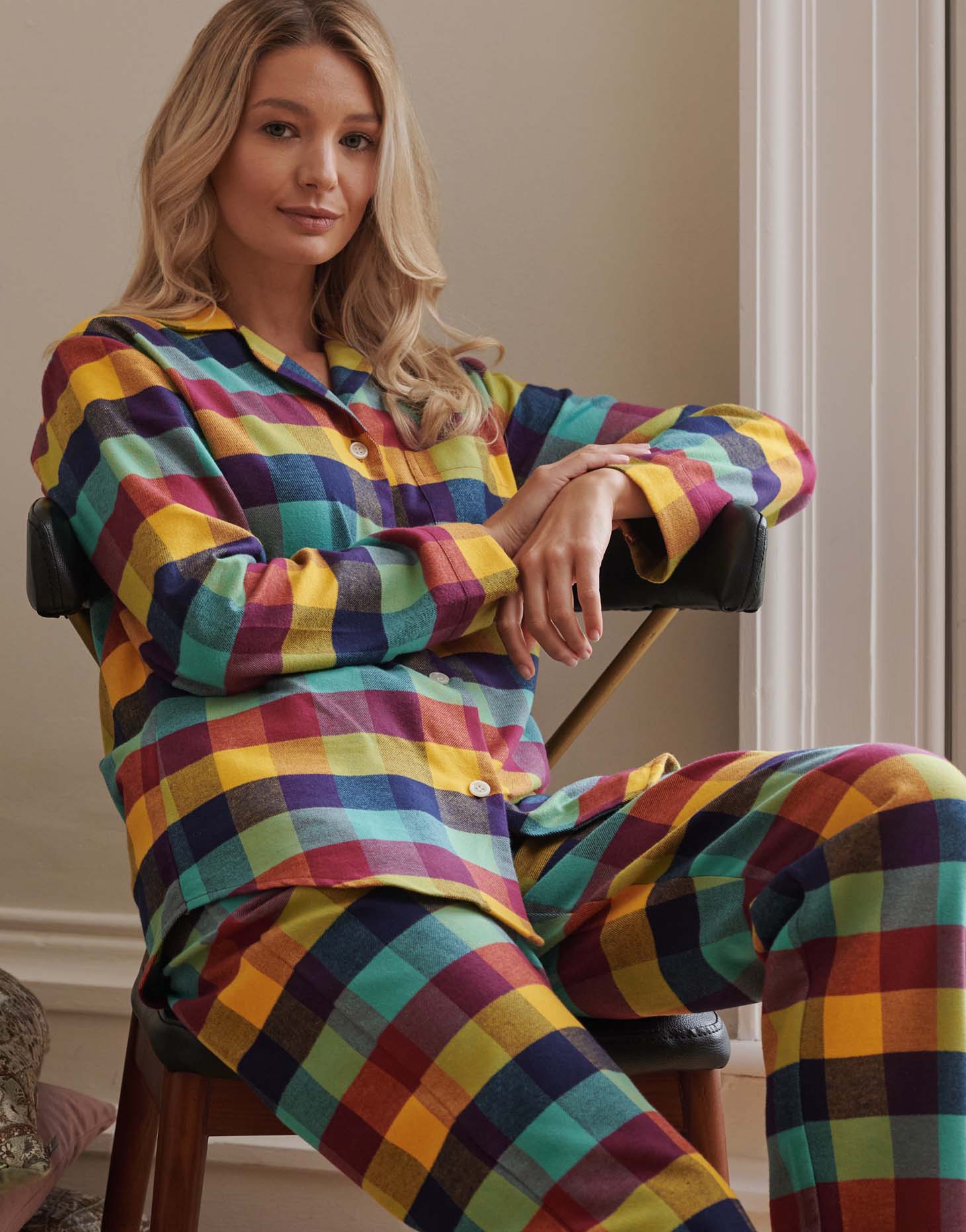 Women's Brushed Cotton Pyjama Set – Edinburgh Check - Image 5