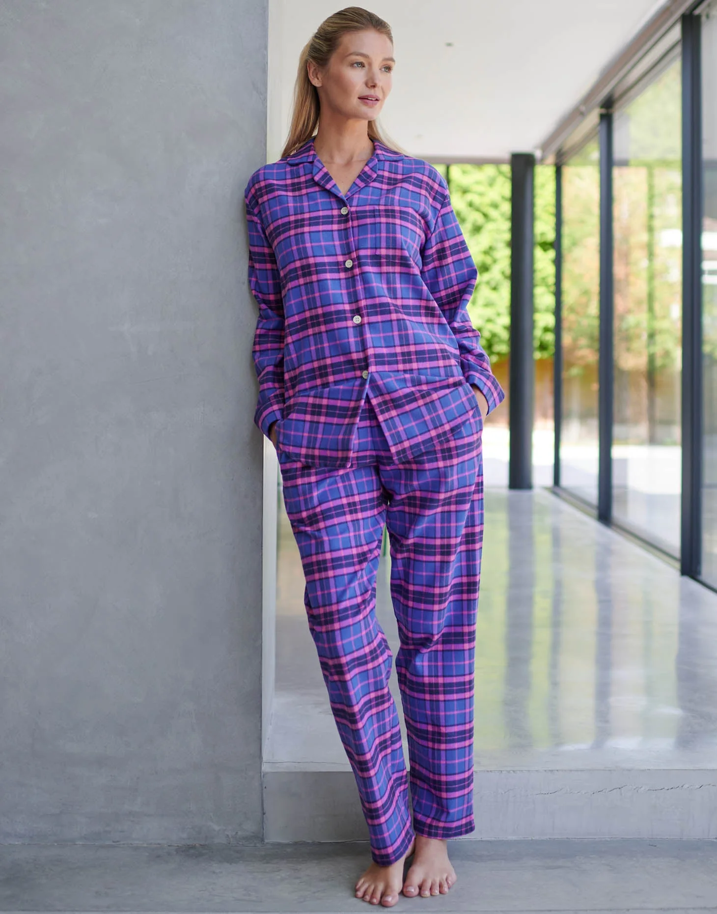 Women's Brushed Cotton Pyjama Set – Lomond Tartan - Image 2