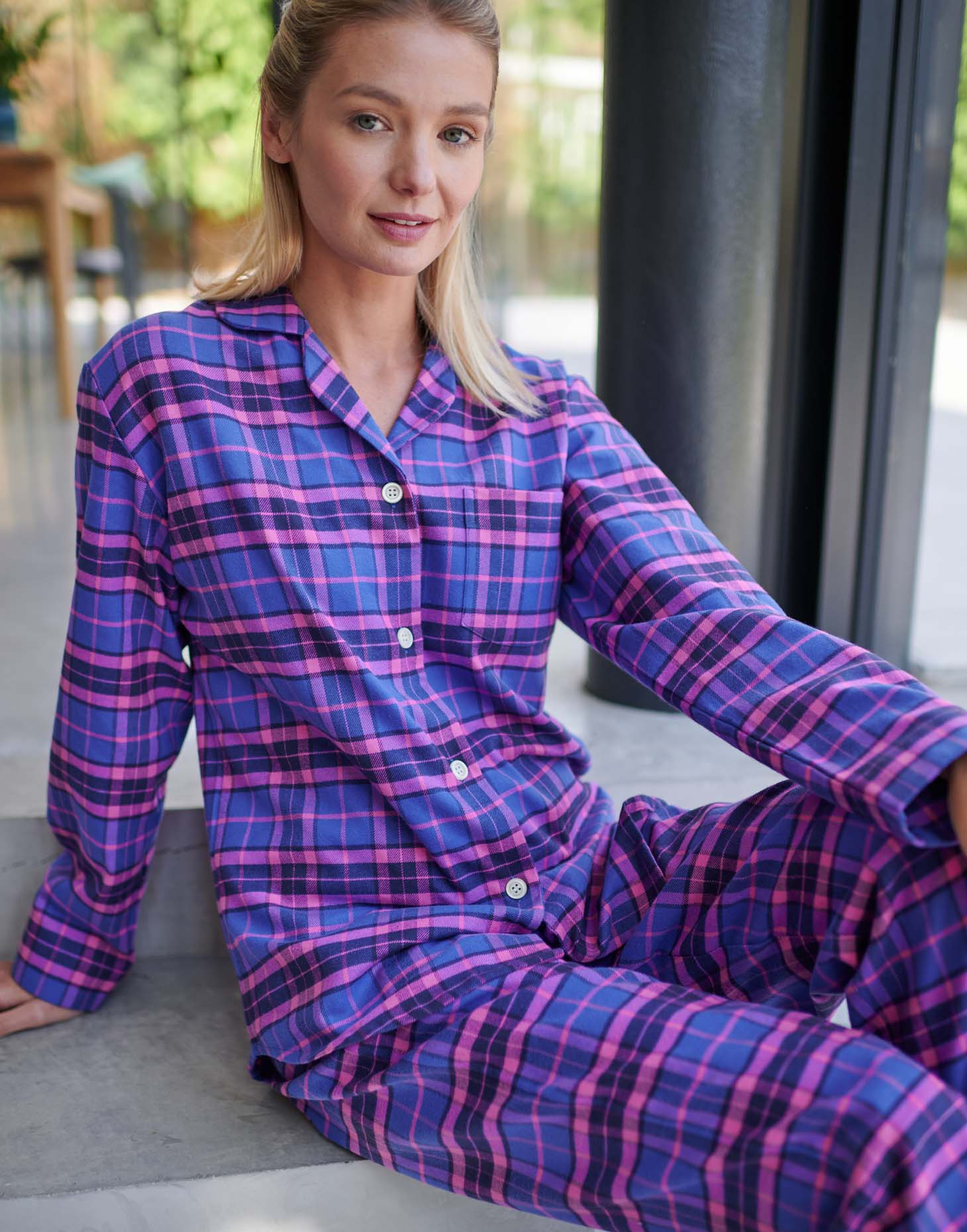 Women's Brushed Cotton Pyjama Set – Lomond Tartan - Image 4