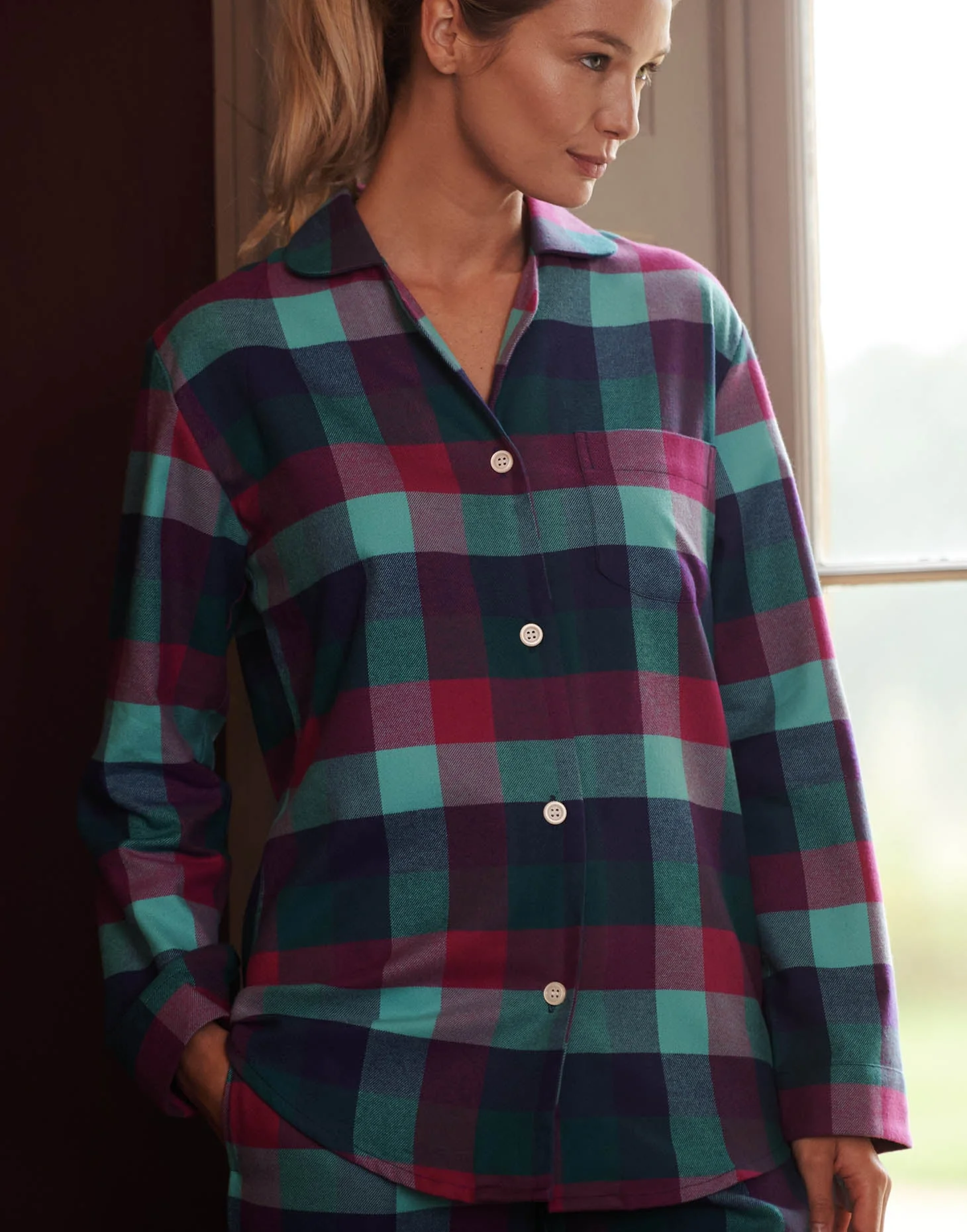 Women's Brushed Cotton Pyjama Set – Montrose Check - Image 3