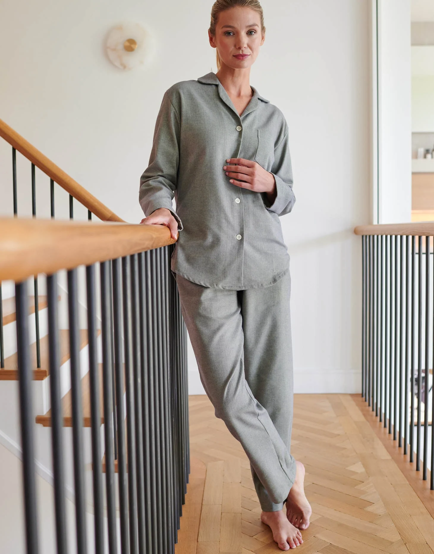 Women's Brushed Cotton Pyjama Set – Orkney Herringbone - Image 2