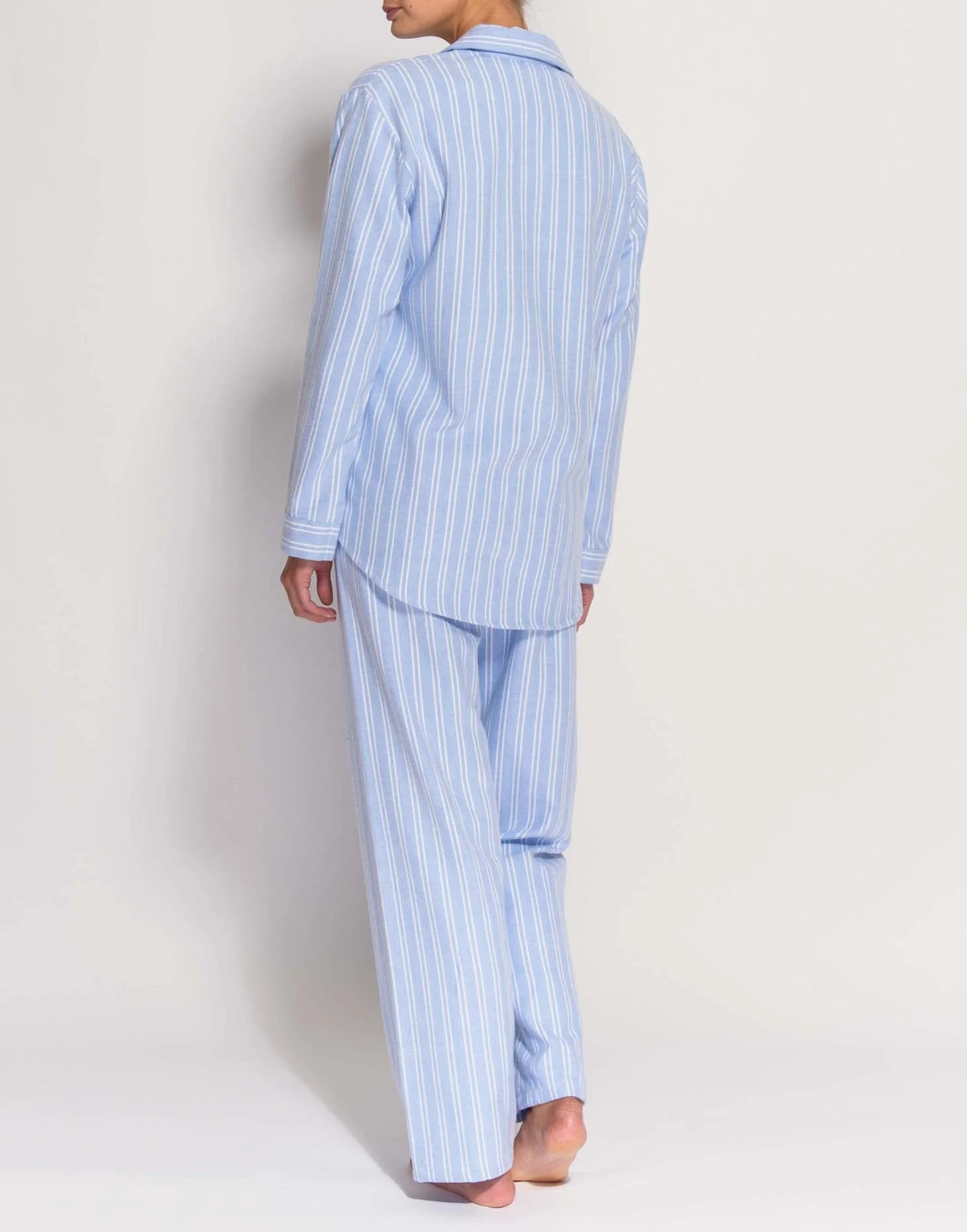 Women's Brushed Cotton Pyjama Set – Westwood Blue Stripe - Image 5