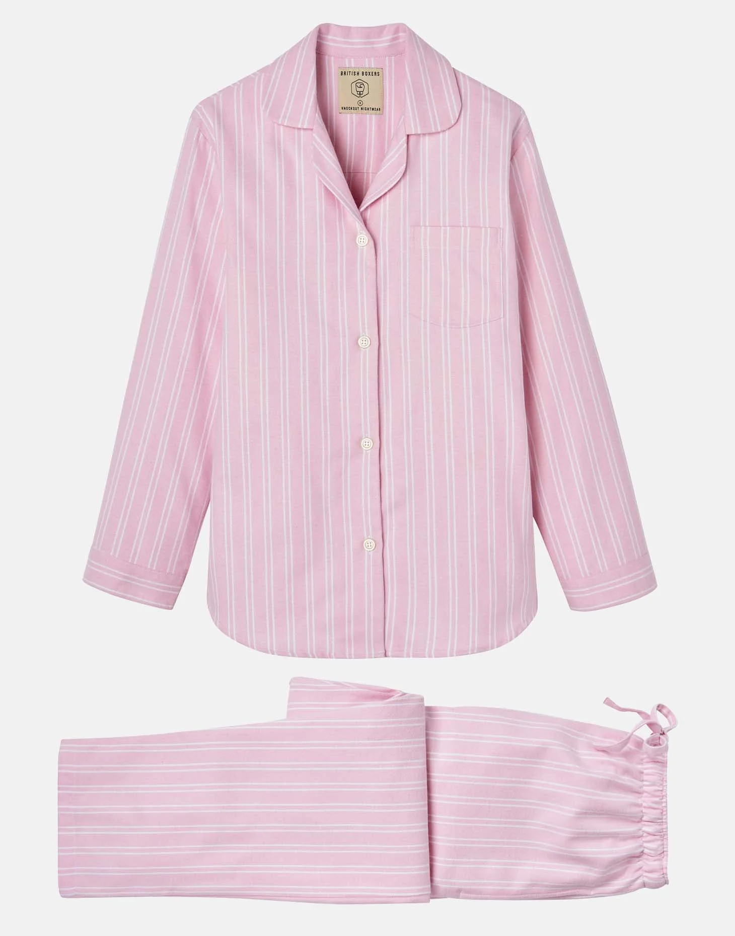 Women's Brushed Cotton Pyjama Set – Westwood Pink Stripe - Image 7