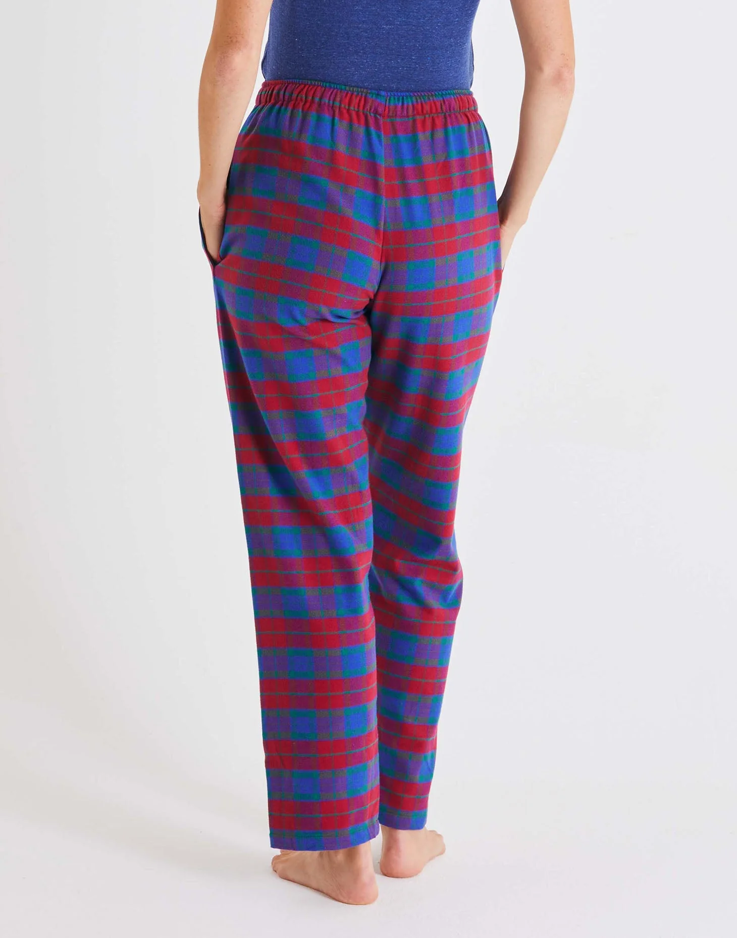 Women's Brushed Cotton Pyjama Trousers – Bordeaux Tartan - Image 3