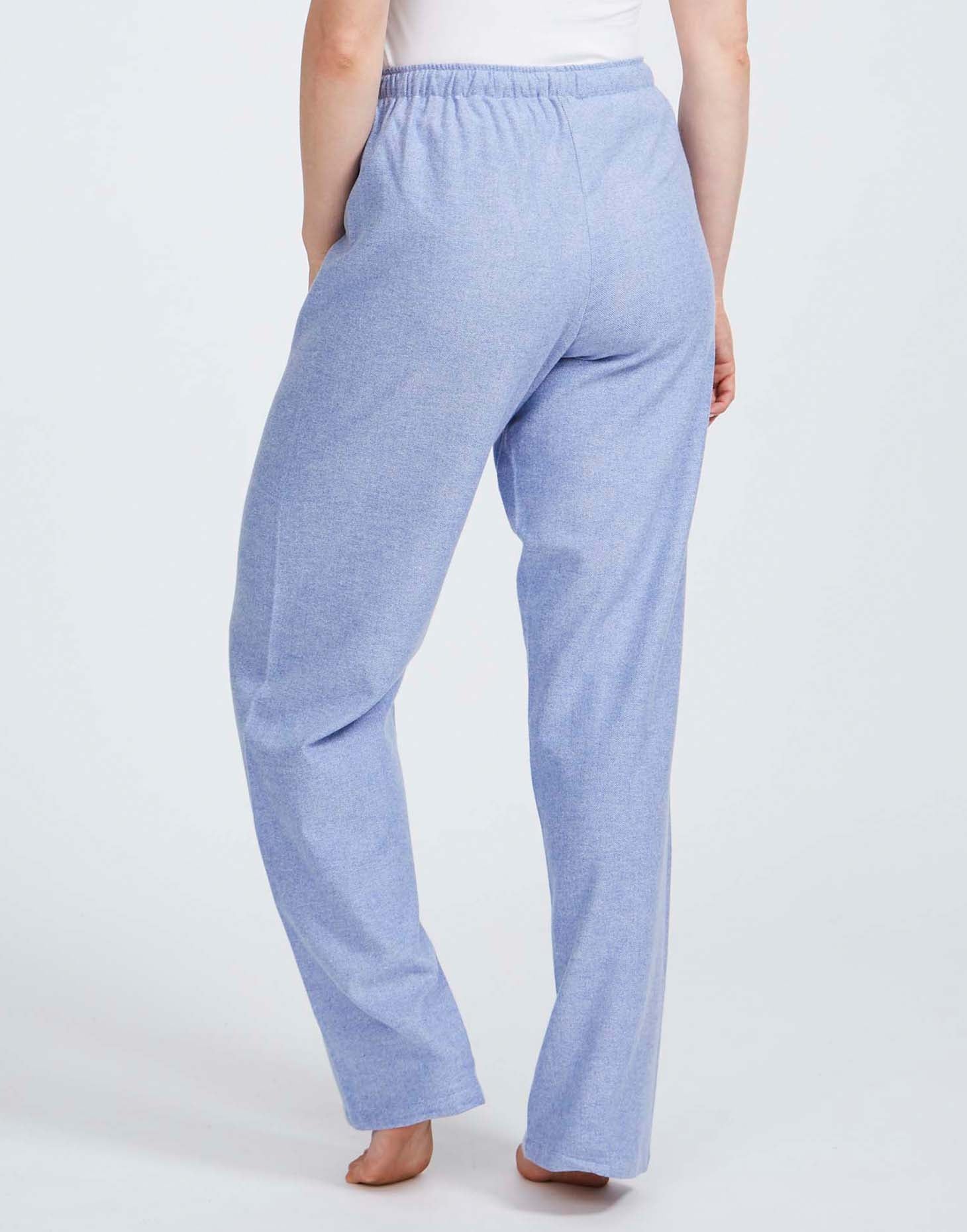 Women's Brushed Cotton Pyjama Trousers – Staffordshire Blue Herringbone - Image 3