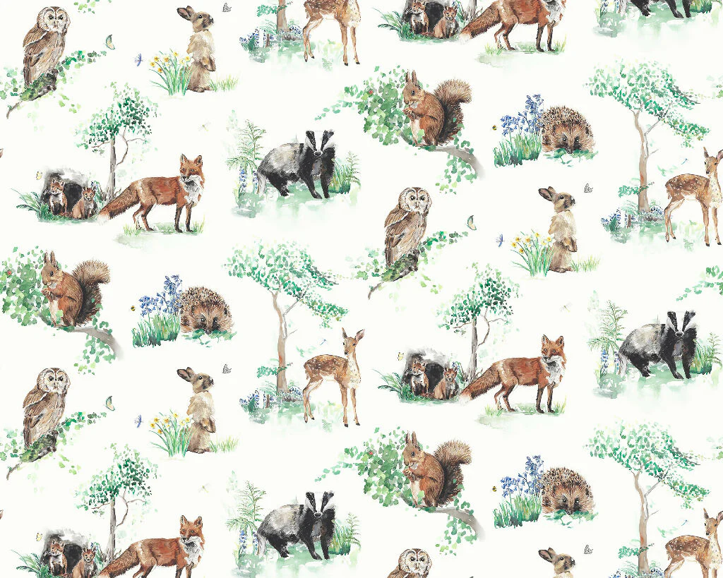 Woodland Animals Curtain Fabric - Image 2