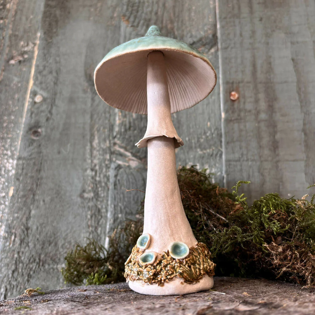 Woodland Toadstool Stoneware Pottery with Verdigris cap - Image 2