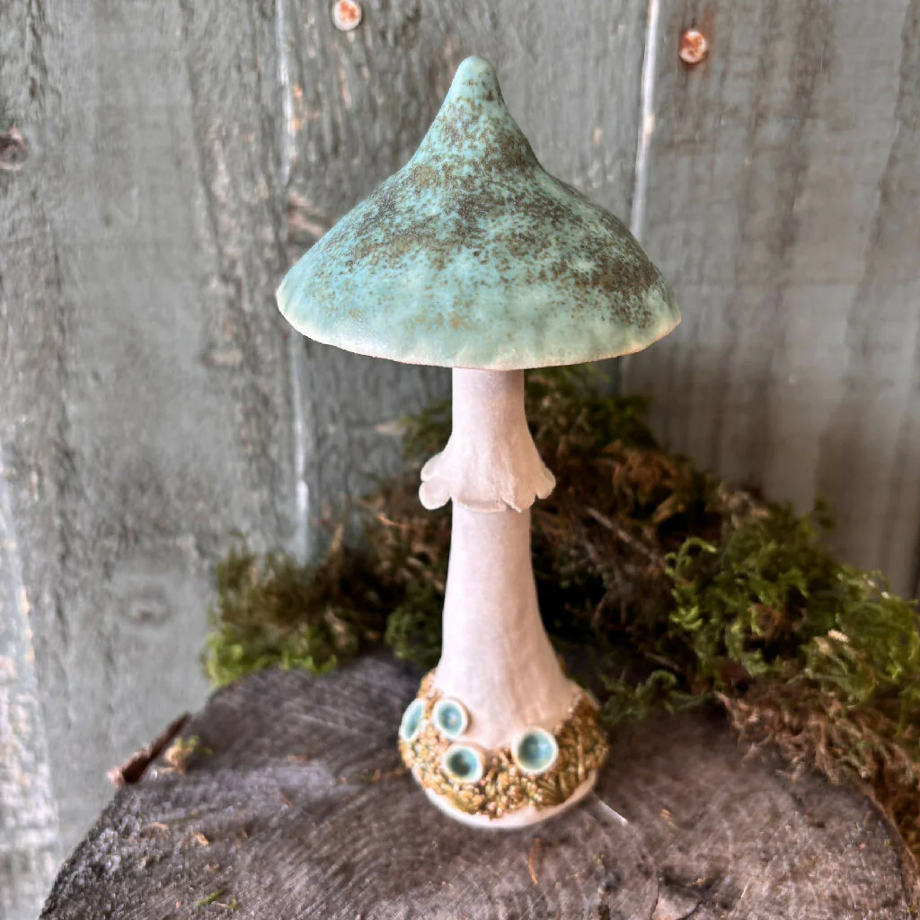 Woodland Toadstool Stoneware Pottery with Verdigris cap - Image 3