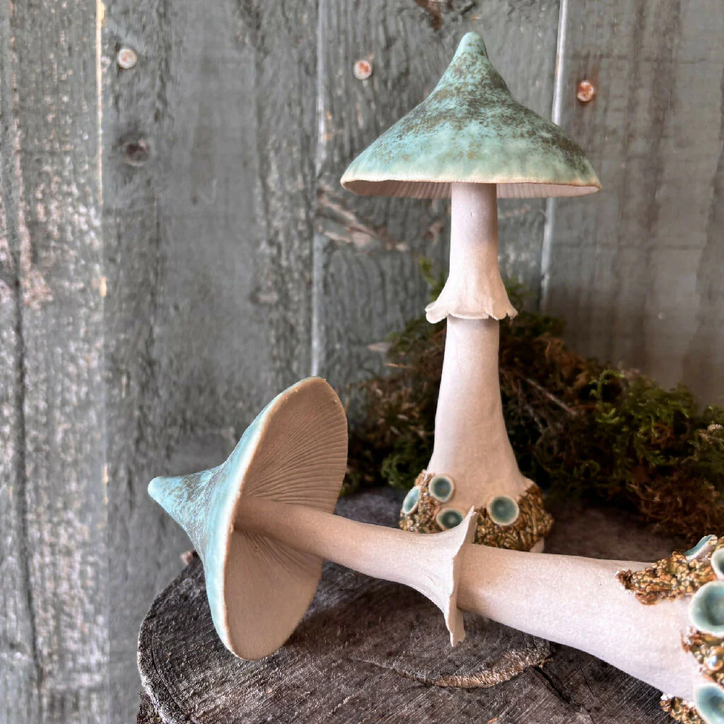 Woodland Toadstool Stoneware Pottery with Verdigris cap - Image 4