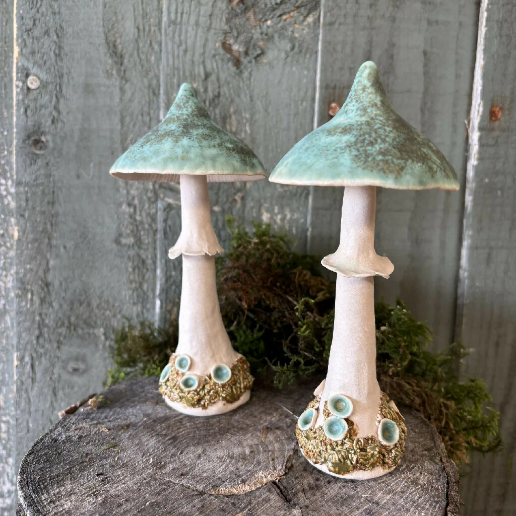 Woodland Toadstool Stoneware Pottery with Verdigris cap - Image 5