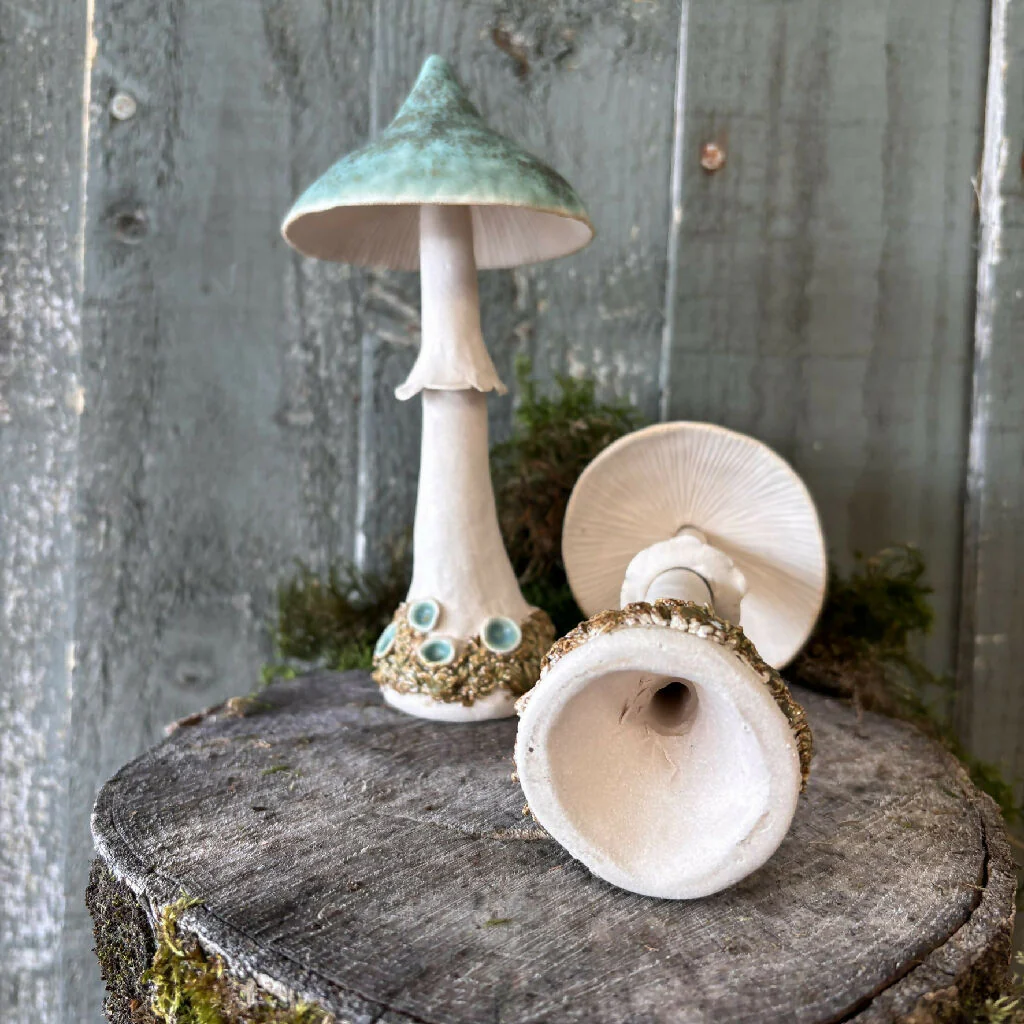 Woodland Toadstool Stoneware Pottery with Verdigris cap - Image 7