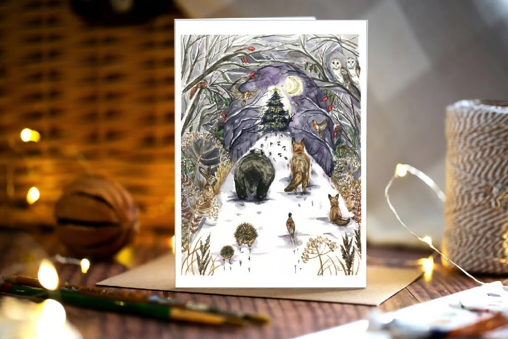 Woodland Wildlife 'The Hazel Wood Nativity' Christmas Card - Image 2