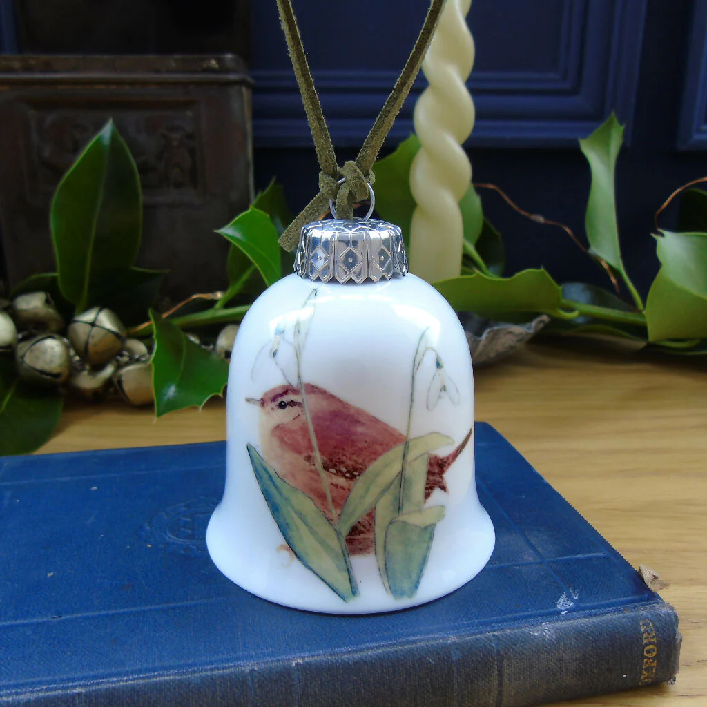 Wren and Snowdrops Fine Bone China Bell Decoration - Image 4