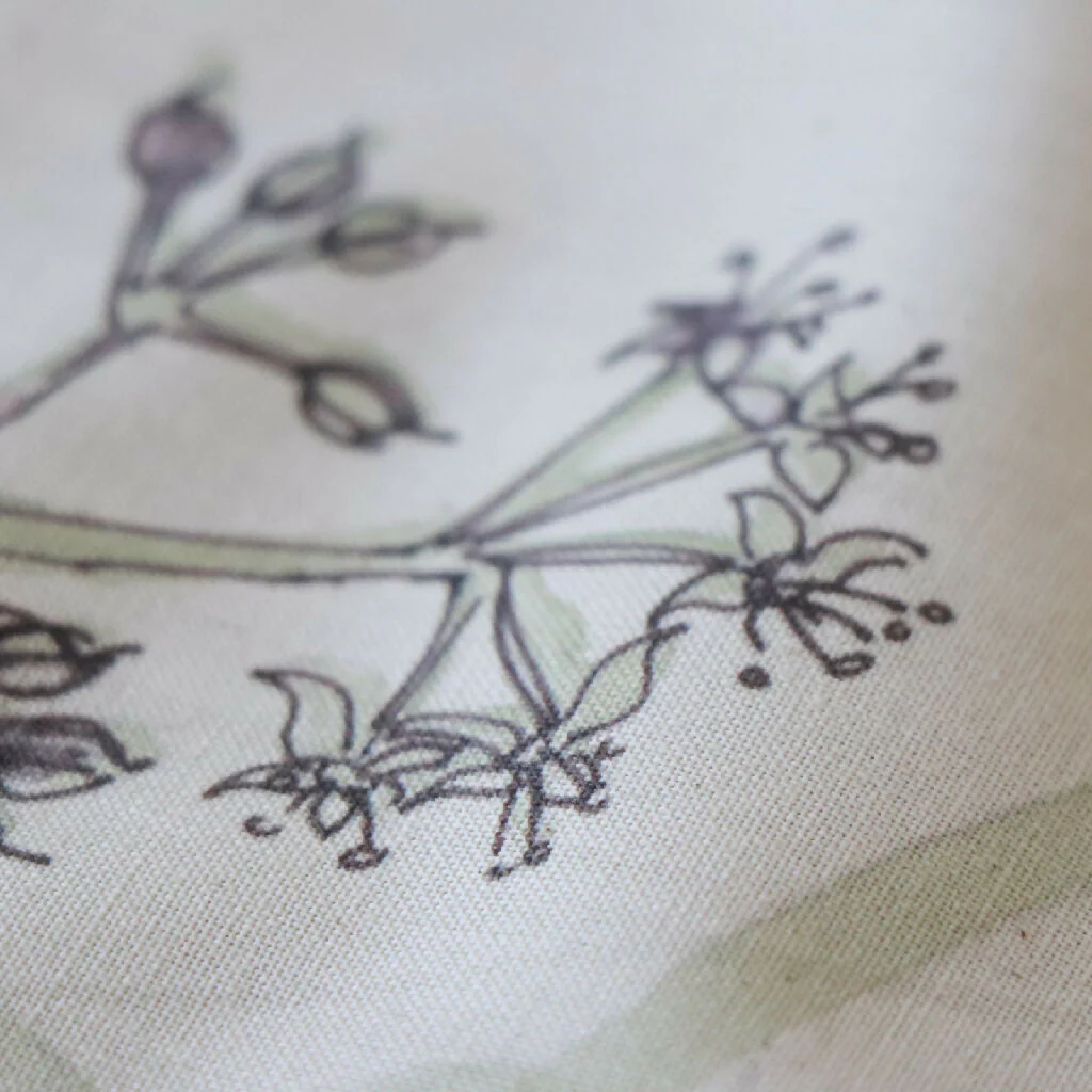 Wrens in the Ivy Natural Organic Calico Soft Furnishing Fabric - Image 7