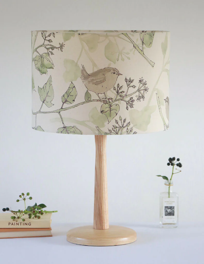 Wrens in the Ivy Natural Organic Calico Soft Furnishing Fabric - Image 8