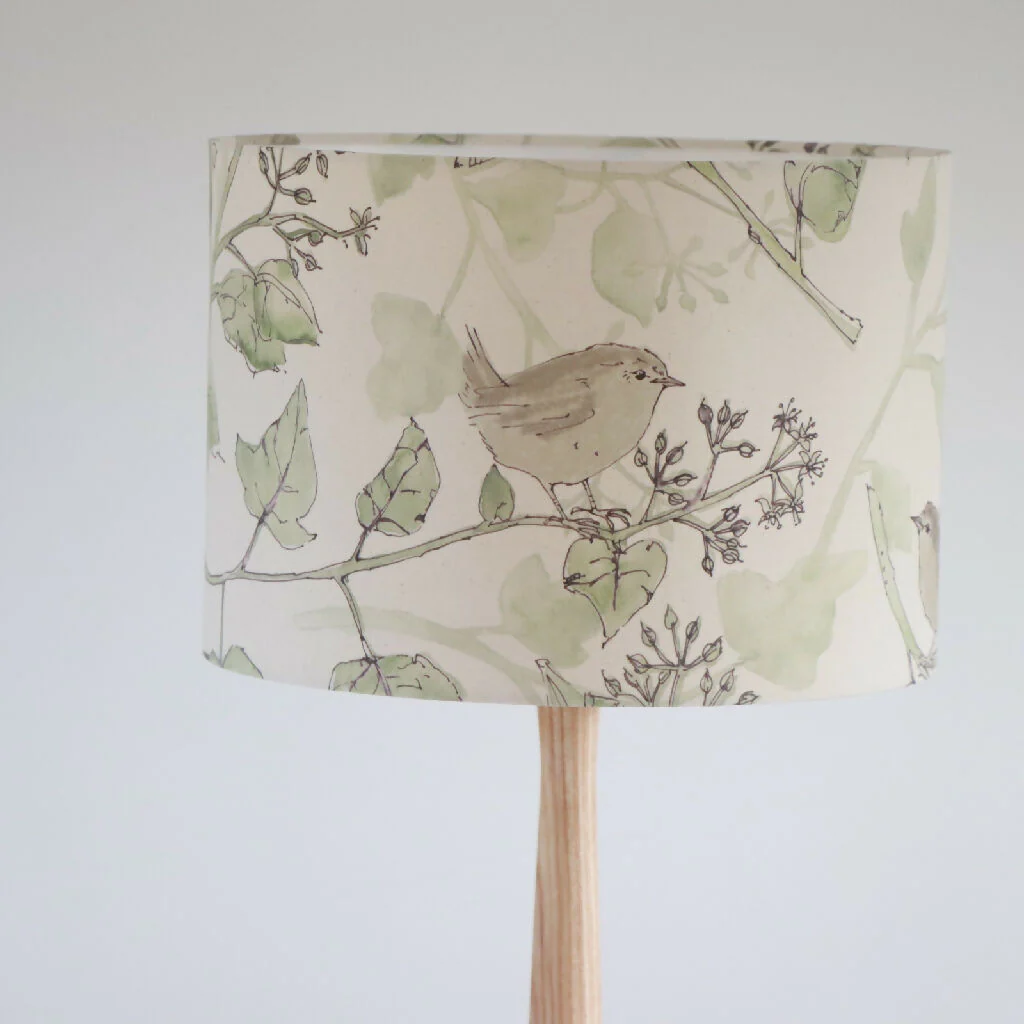 Wrens in the Ivy Organic Fabric Lampshade - Image 6