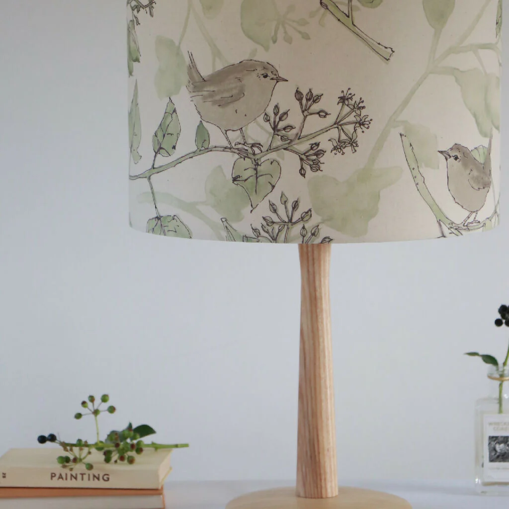 Wrens in the Ivy Organic Fabric Lampshade - Image 7
