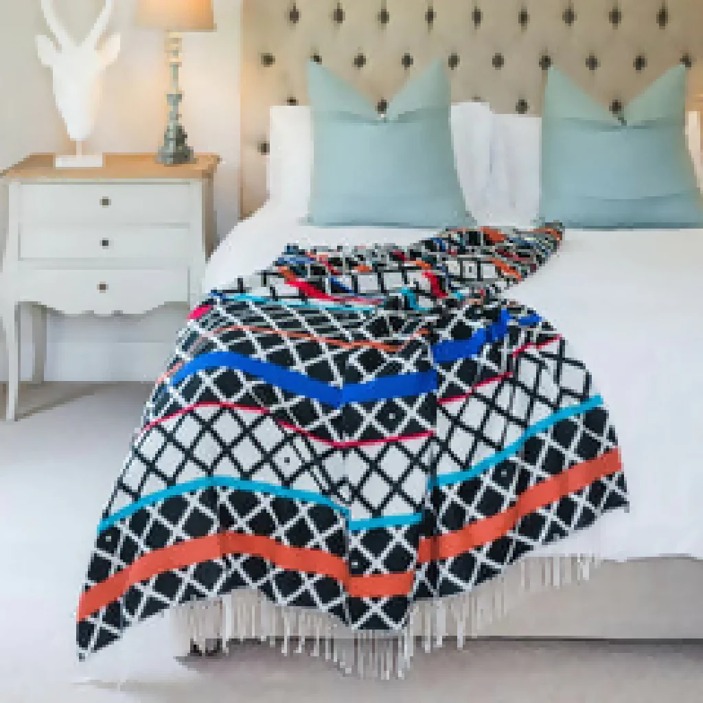Xhosa Ithumbu Throw Blanket in Black and Natural - Image 3