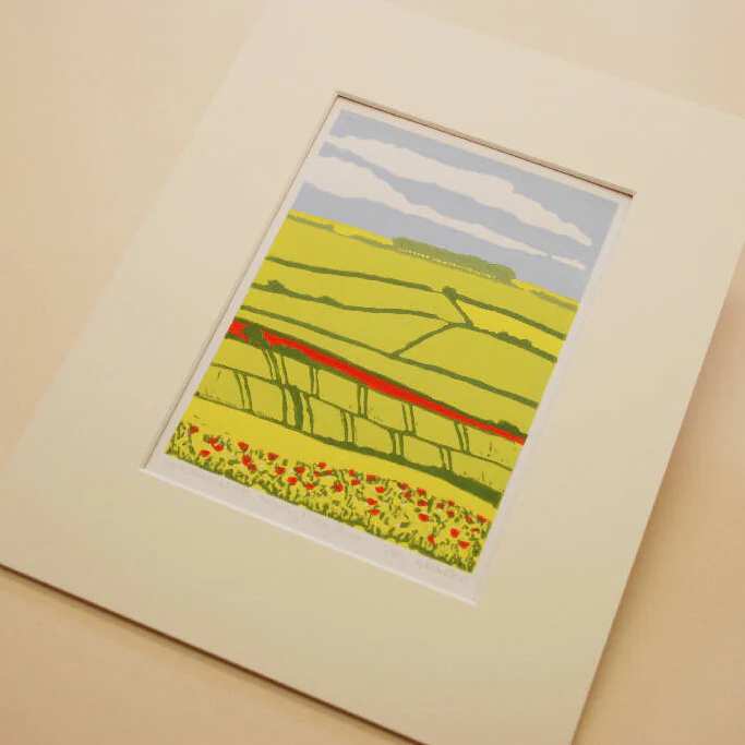 Yorkshire Wolds, leaving Fridaythorpe - Limited Edition - Original Linocut Print - Image 2