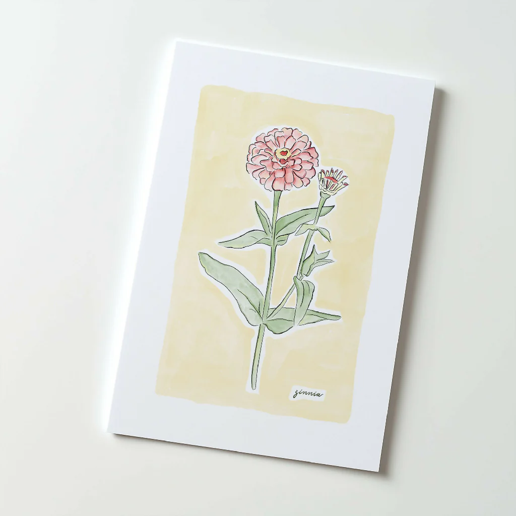 Zinnia Flower Illustration Print - Image 2
